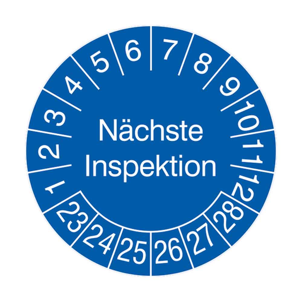Prüfplakette in Jahresfarbe auf Bogen - Nächste Inspektion