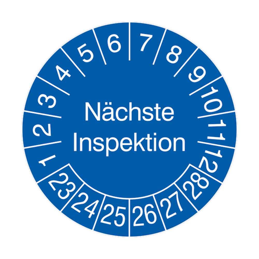 38-18-030-3-00-23-056-pruefplakette-naechste-inspektion-23-28-228d17 Prüfplakette in Jahresfarbe auf Bogen - Nächste Inspektion