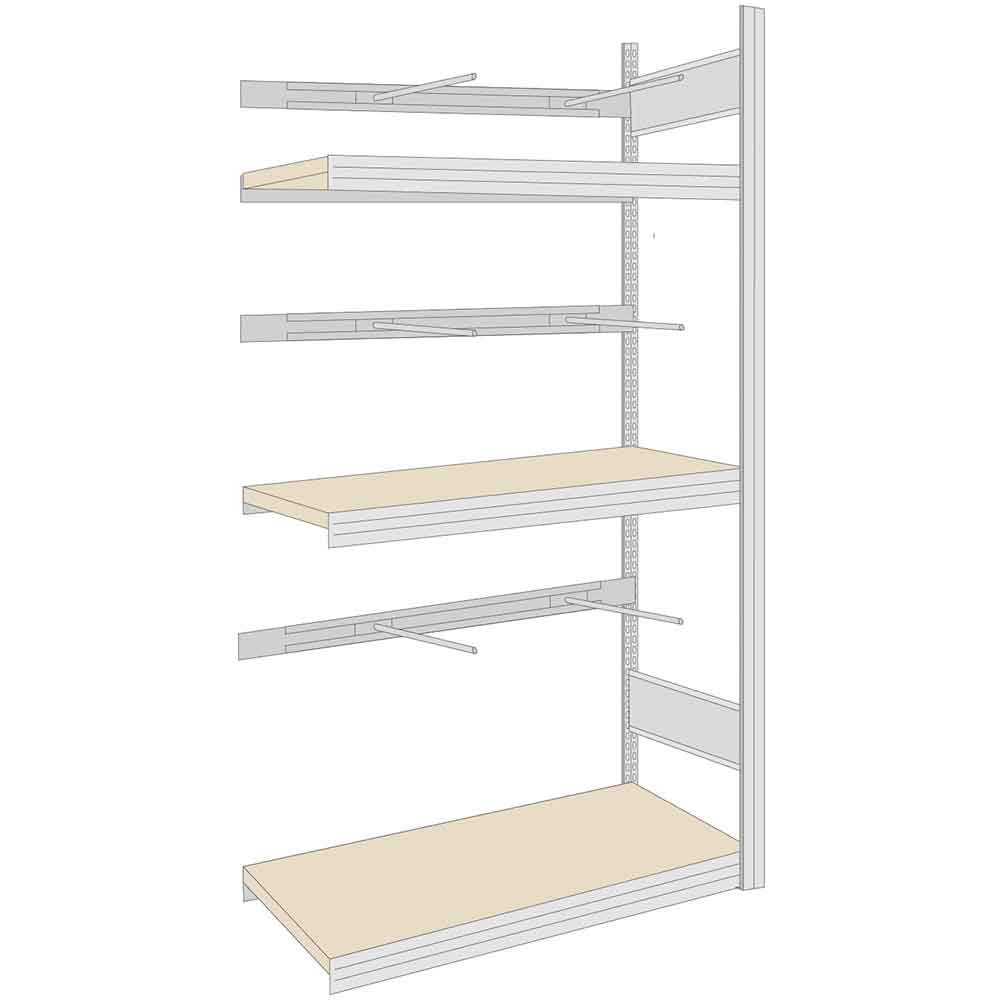 BERT-Schilderregal - Anbaufeld - H 2000 x T 600 mm - in 4 Breiten - 3 Lagerebenen - 250 kg