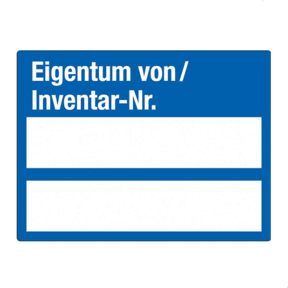 Inventar-Etikett - Eigentum von/Inventar-Nr. - VOID-Folie auf Bogen - mit 2 Beschriftungsfeldern