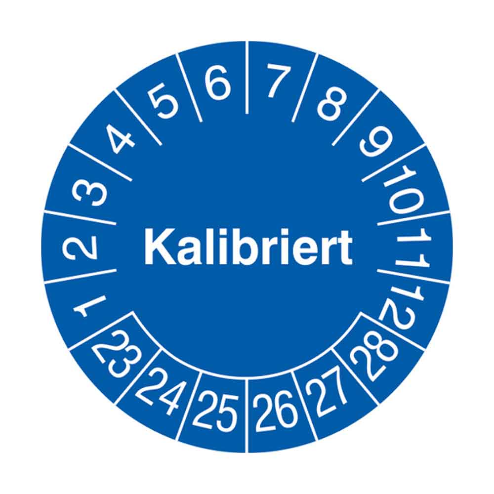 Prüfplakette auf Rolle - Kalibriert