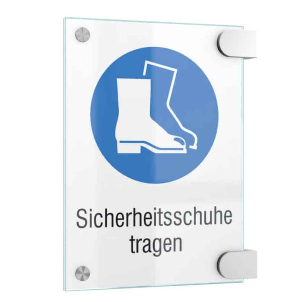 CRISTALLO Fahnenschild - 2 x 4 mm Sicherheitsglas - mit Edelstahl-Schildklemmen - 3 Größen CRISTALLO Fahnenschild - 2 x 4 mm Sicherheitsglas - mit Edelstahl-Schildklemmen - 3 Größen