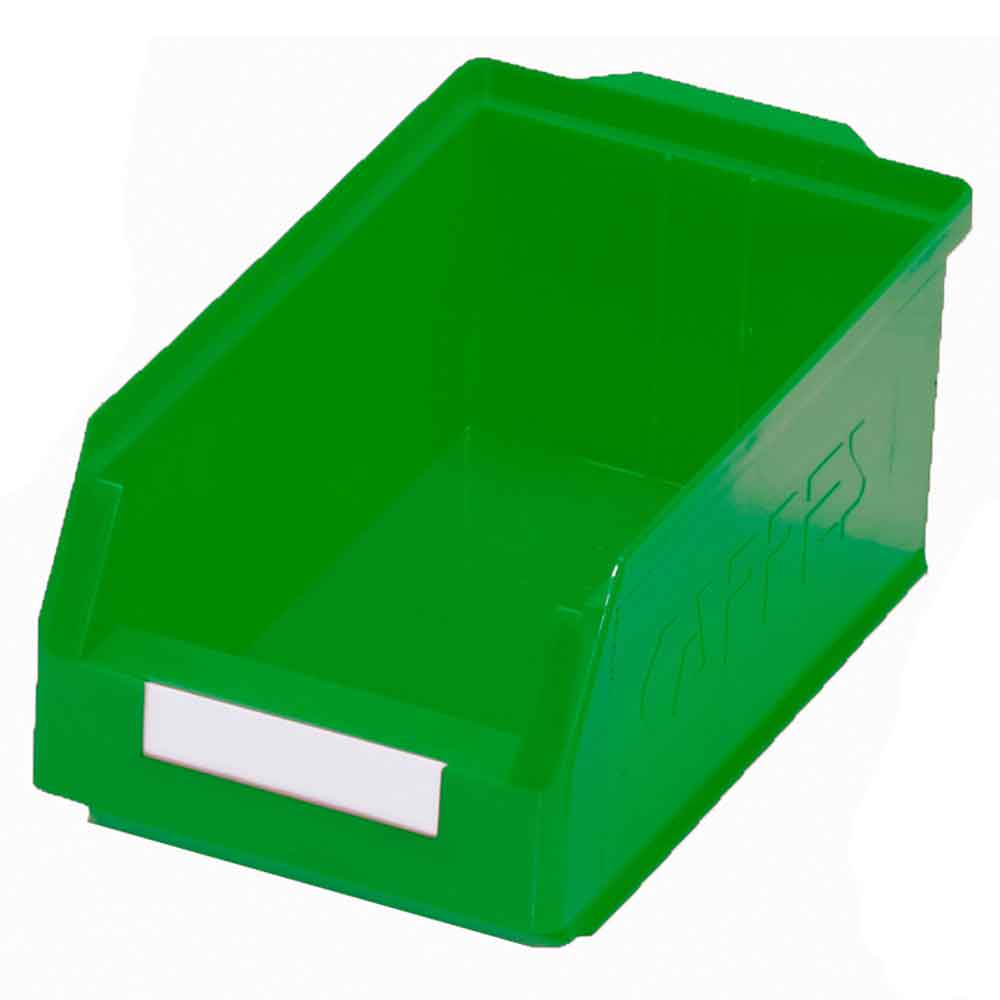 12-60-00-02-50-01-090-rasterplan-lagersichtkasten-gr-4-gruen-5f380a RasterPlan® - Lagersichtkasten für Schlitzplatten - Größe 4 - 350 x 200 x 150 mm - 6 Farben