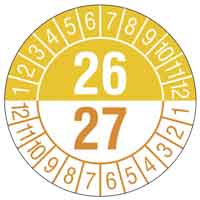 Prufplakette mit 2 Jahreszahlen 2026 und 2027