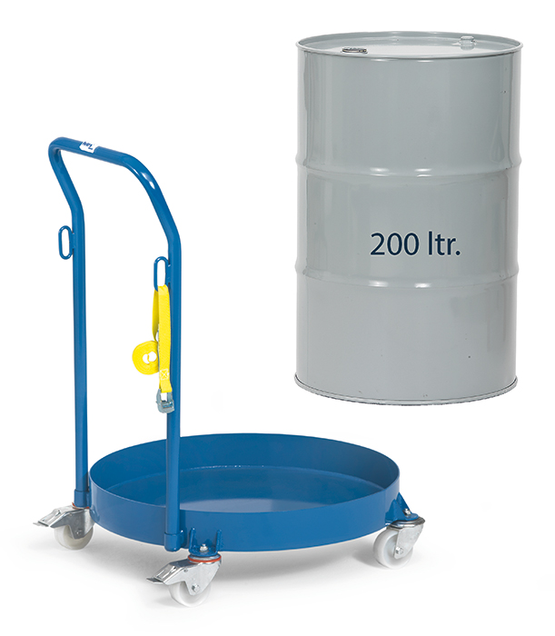 Fassroller mit Rohrschiebebügel - für Fässer mit 200 Liter Inhalt - öldicht verschweißt - Gesamthöhe 894 mm - Tragkraft 250 kg