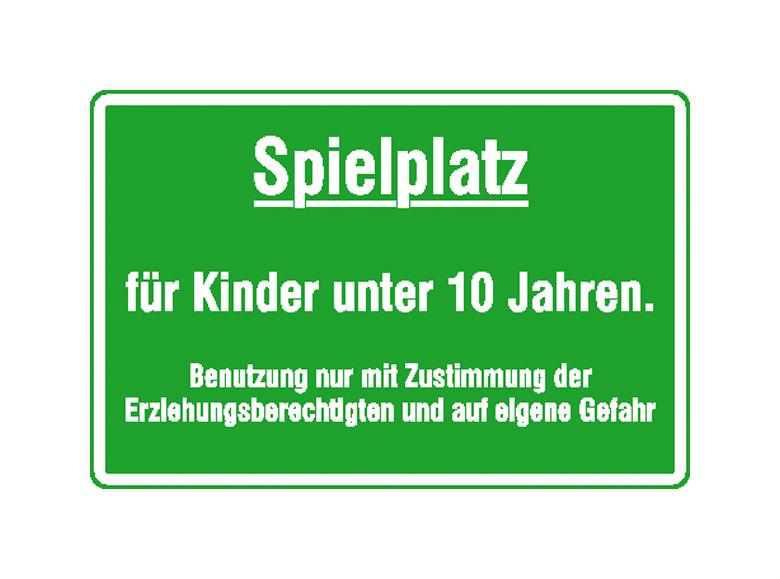 Spielplatzschild - Spielplatz für Kinder unter 10 Jahren ...