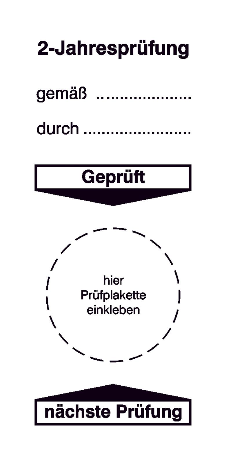 Grundplakette auf Bogen - 2-Jahresprüfung ...