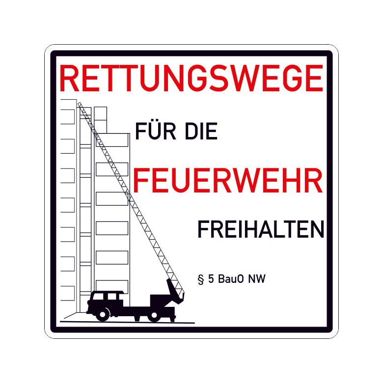 Hinweisschild für Feuerwehrzufahrten - Rettungswege für die Feuerwehr freihalten