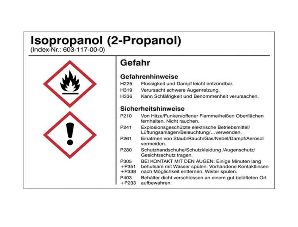 isopropanol_3-faa636 Gefahrstoffetikett in verschiedenen Versionen