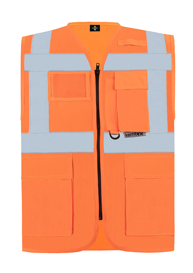 Korntex® Warnweste „Berlin“ - Multifunktional mit Taschen - Waldgrün/Signal-Gelb - XXL