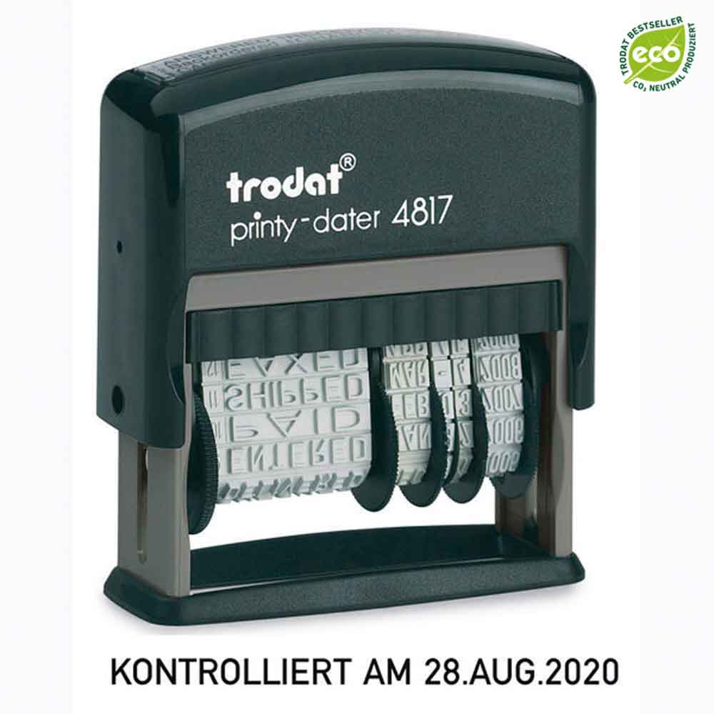 Trodat Printy 4817 - Datumstempel mit Bürotexten