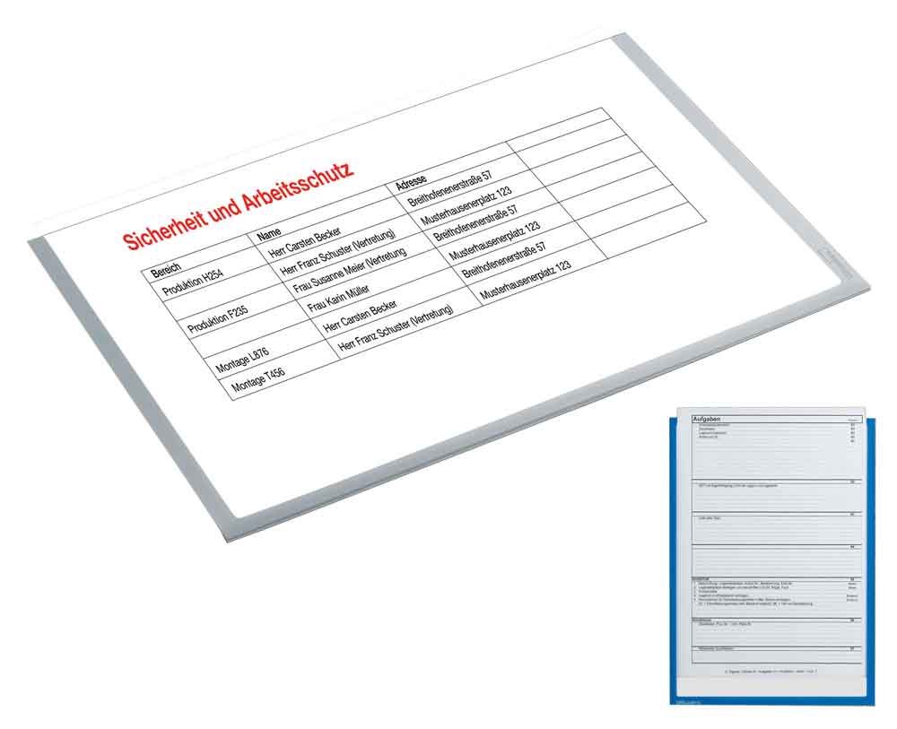 30-10-157-0-00-02-060-infotaschen-oben-offen-selbstklebend-szene-2b4745 Infotaschen selbstklebend oben offen - verschiedene Formate - in 10 Rahmenfarben