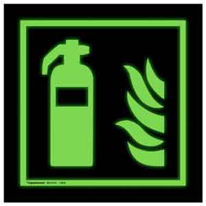 Brandschutzbeschilderung Feuerlöscher langnachleuchtend bei Dunkelheit