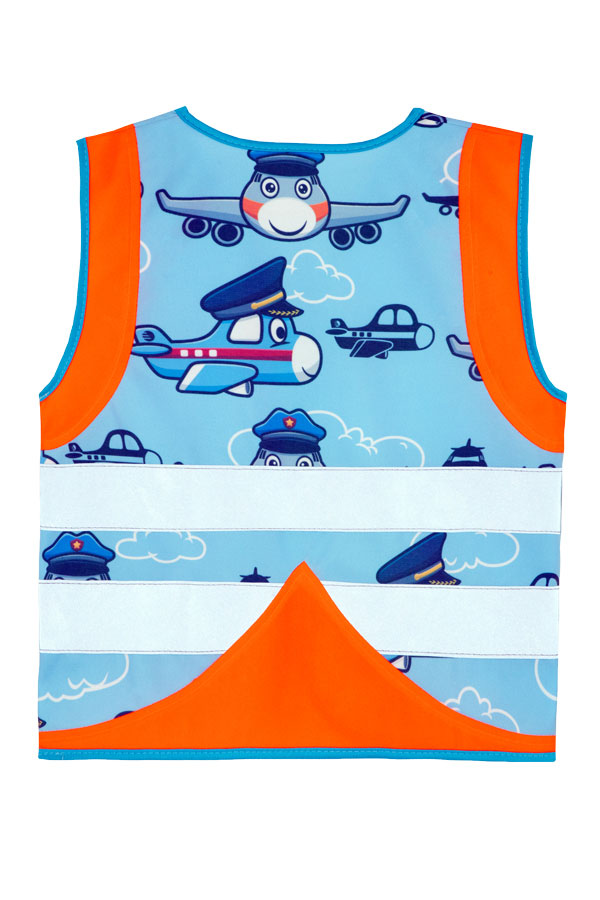 Korntex® Kinder Warnweste Action „Working Heroes“ - CO2 Neutral - Blau/Traktor - XS