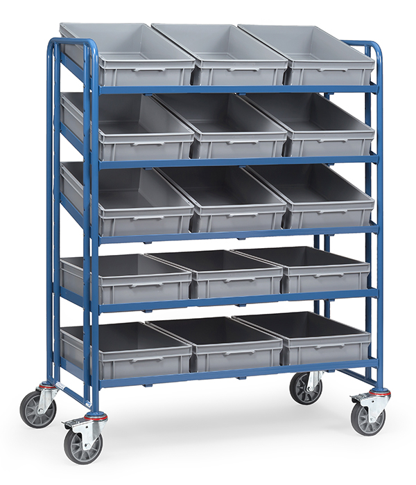 1399-b833e5 Eurokastenwagen - offene Rahmen - mit 15 Eurokästen L 400 x B 600 x H 145 mm - Tragkraft 400 kg