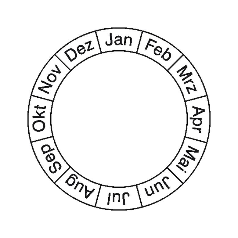 Monatsgrundplakette auf Bogen - Januar - Dezember