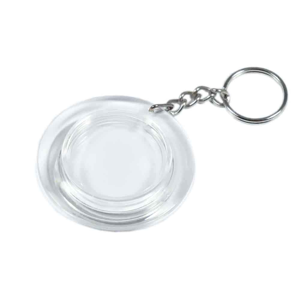 Acryl-Schlüsselanhänger "ROUND" - mit Kette und Ring - Einlagenmaß ø 38 mm Acryl-Schlüsselanhänger "ROUND" - mit Kette und Ring - Einlagenmaß ø 38 mm