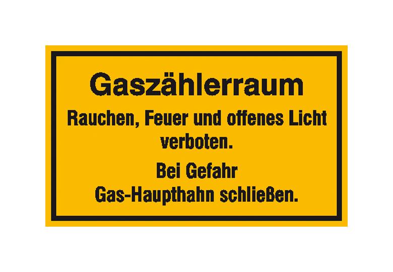 Hinweisschild - Betriebskennzeichnung - Gaszählerraum ...