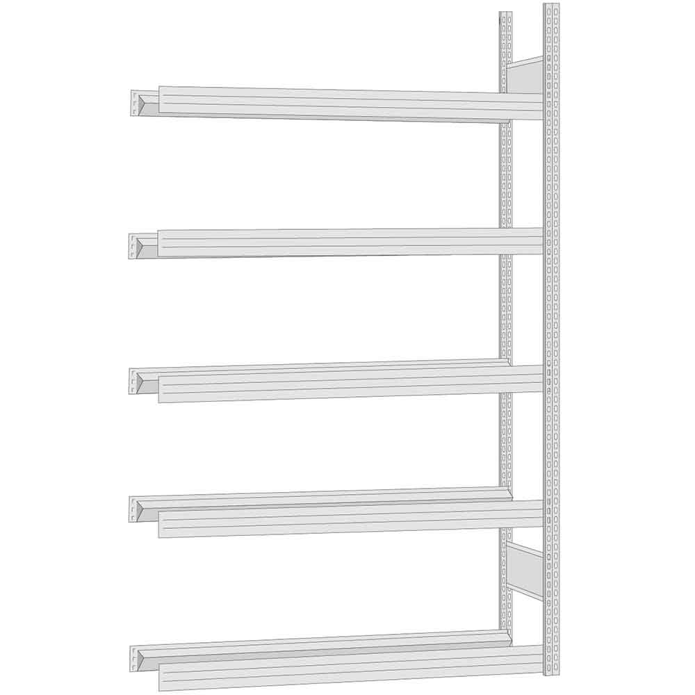 BERT-Felgenregal  - Anbaufeld  - Stecksystem - H 2500 x T 300 mm - in 4 Breiten - 5 Lagerebenen - 250 kg