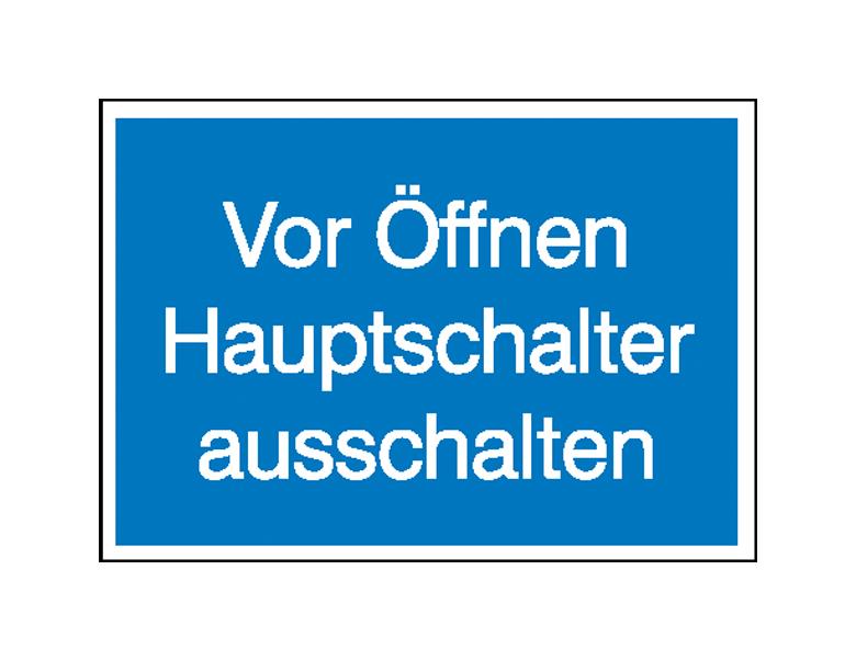 Hinweisschild - Elektrotechnik - Vor Öffnen Hauptschalter ausschalten