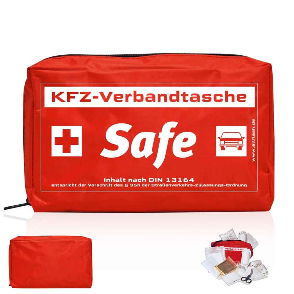 60-50-110-0-00-01-020-kfz-verbandstasche-rot-790cb5 KFZ-Verbandtasche - SAFE Mit STANDARDMOTIV - 3 Farben