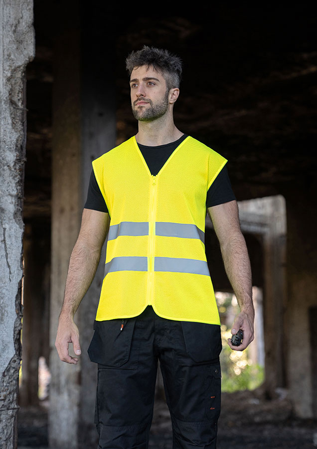 Korntex® Mesh-Warnweste Comfort-Fit „Rhodes“ - Mit Reißverschluss - Signal-Orange - 4XL/5XL