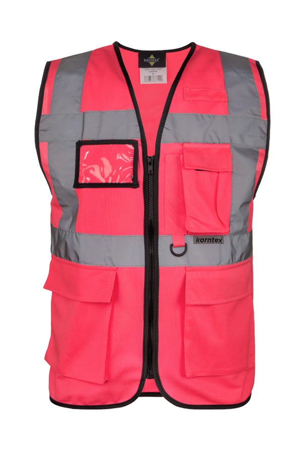 Korntex® Warnweste „Berlin“ - Multifunktional mit Taschen - Waldgrün/Signal-Gelb - XXL