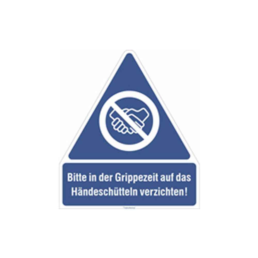 Gebots-Kombischild - Bitte in der Grippezeit auf das Händeschütteln verzichten! - PVC-Folie