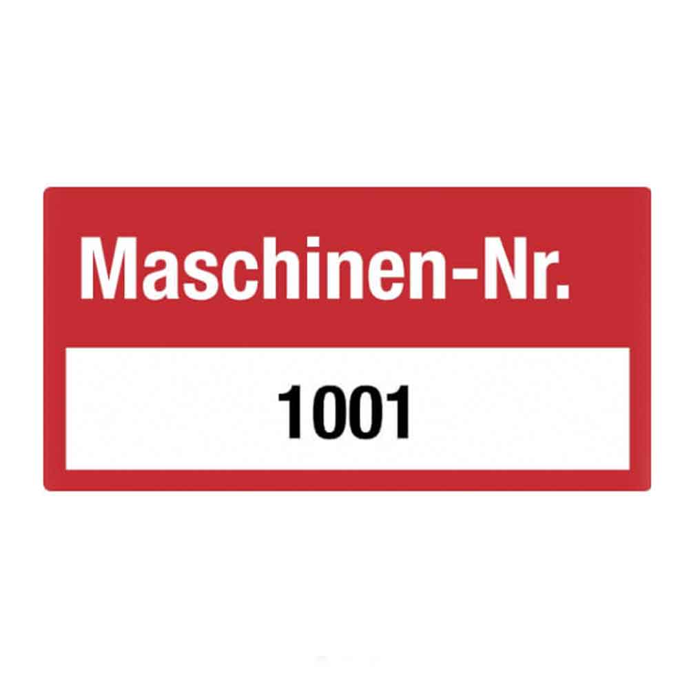 Inventar-Etikett - Maschinen-Nr. - fortlaufend nummeriert 1001-2000 - VOID-Folie auf Rolle