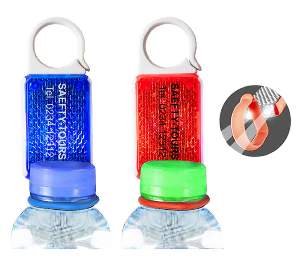 Reflektierender Flaschenhalter "REFLEKTI" - mit LED Leuchte