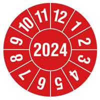Prüfplaketten Jahresfarbe Rot 2024