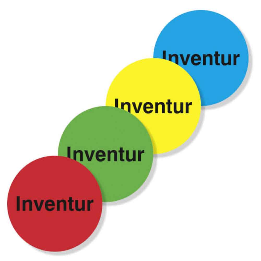 Inventur-Etiketten - Text: Inventur - in 4 Farben