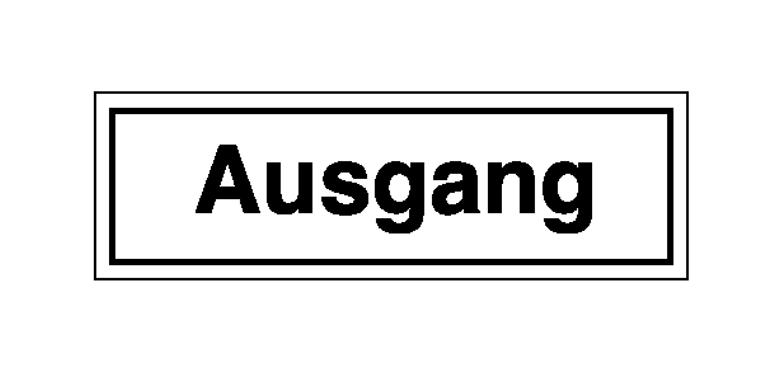 Hinweisschild - Betriebskennzeichnung - Text: Ausgang