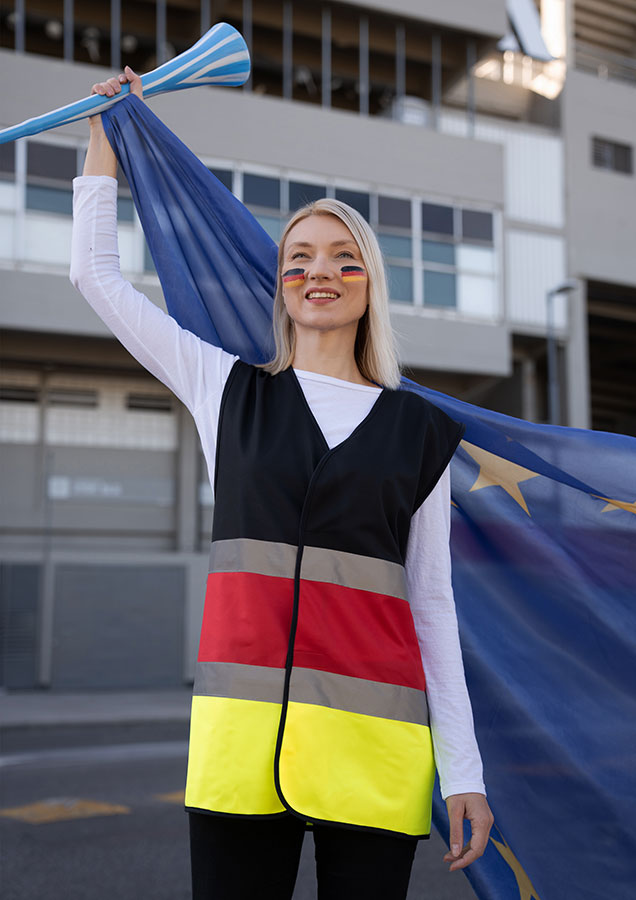 Korntex® Nationen-Warnweste „France“ - CO2 Neutral - S/M Korntex® Nationen-Warnweste „France“ - CO2 Neutral - S/M