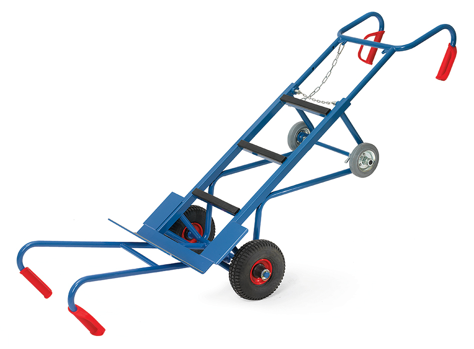 Gerätekarre - Tragkraft 400 kg - mit Lufträder - Treppensterne - Tragholm - Spanngurt