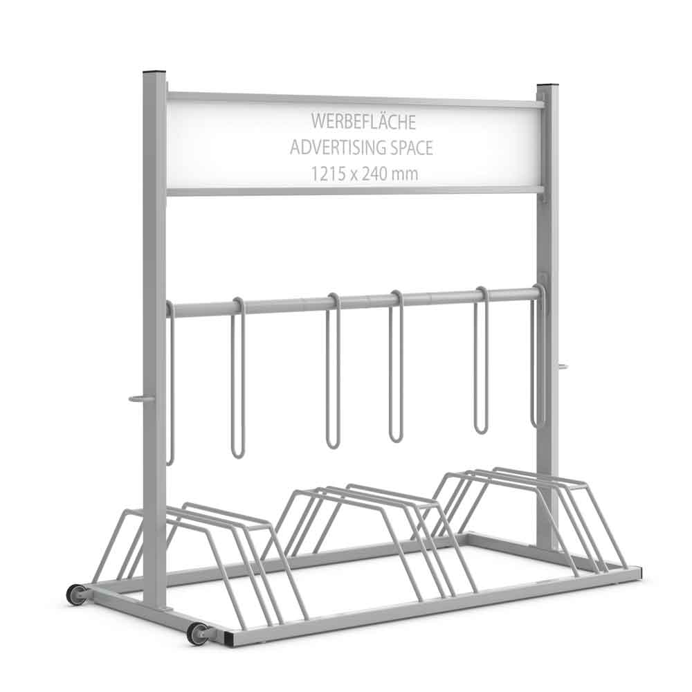 Werbefahrradständer SECURITY STATION - große Werbefläche - 6 Einstellplätze zweiseitig Werbefahrradständer SECURITY STATION - große Werbefläche - 6 Einstellplätze zweiseitig