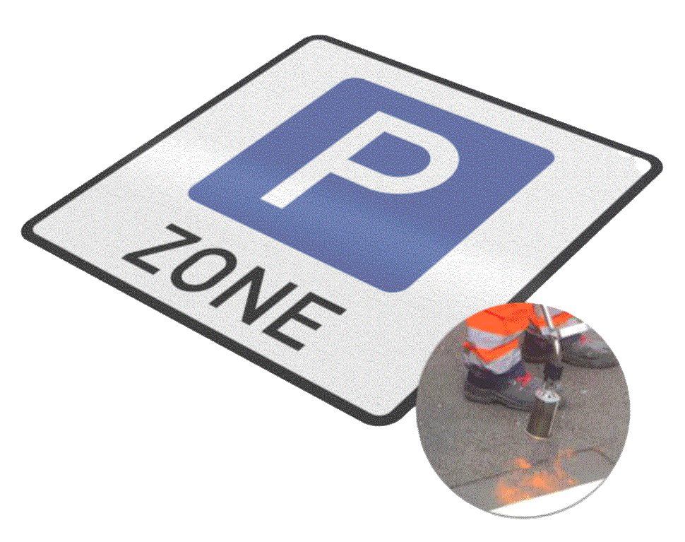Dauerhalte Parkplatzbeschriftung mit Primark