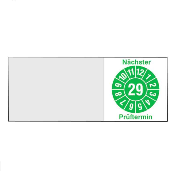 Kabelprüfplakette - Nächster Prüftermin - mit 2-stelliger Jahreszahl in Jahresfarbe