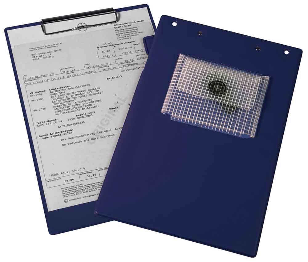 Klemmbrett-Auftragstasche - "KLEMMFIX" - DIN A4 - Blockklemme