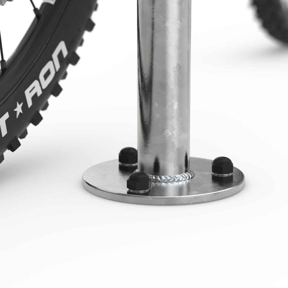 Fahrrad-Anlehnbügel 9100 - aus Stahl oder Edelstahl - zum Aufdübeln Fahrrad-Anlehnbügel 9100 - aus Stahl oder Edelstahl - zum Aufdübeln