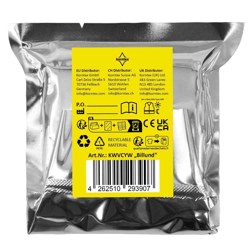 Korntex® Kinder Warnweste in Mini-Vakuum-Verpackung - "Billund" - 2026