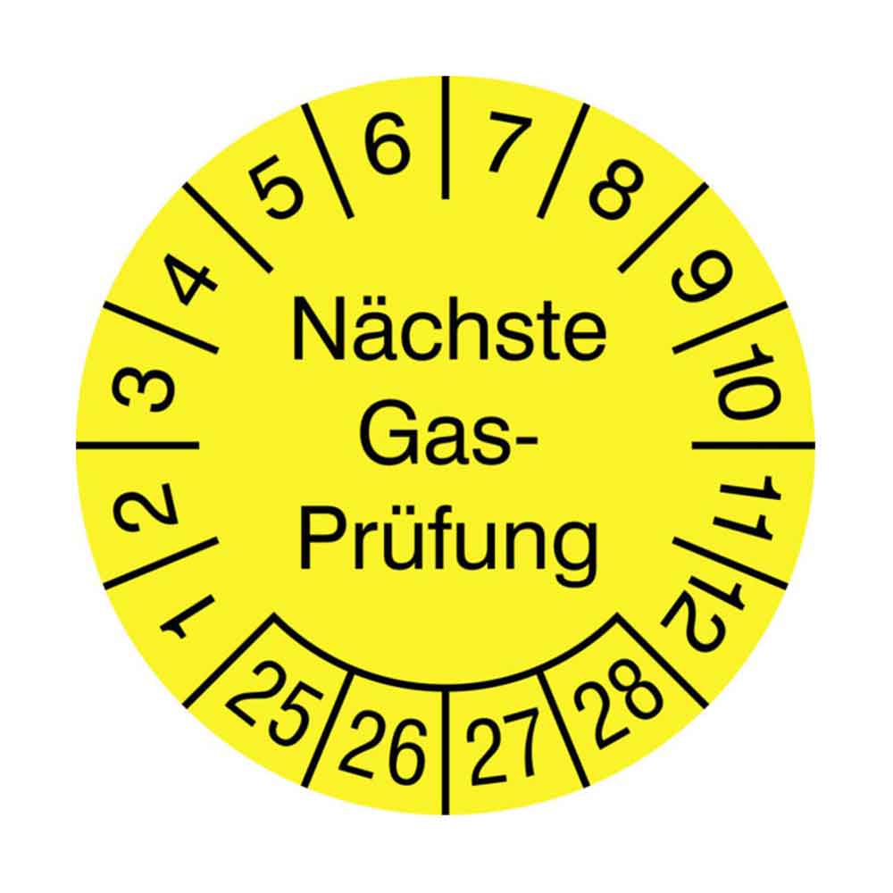 Prüfplakette auf Bogen - Nächste Gasprüfung