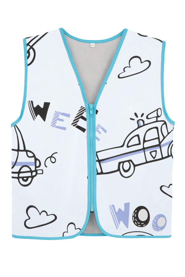 Korntex® Kinder Warnweste Action „Working Heroes“ - CO2 Neutral - Blau/Traktor - XS