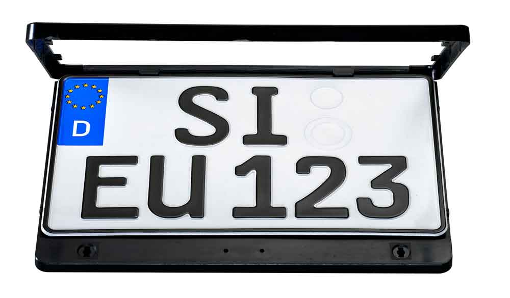 Kennzeichenhalter - für 2-zeilige Kennzeichen - für Motorräder, PKW, LKW, Traktoren etc. - mit Werbeaufdruck