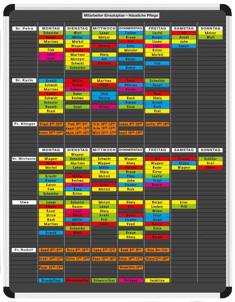 Planrecord Tafelset Mitarbeiter-Einsatzplan - mit kompletten Zubehörsatz - 6 Größen wählbar