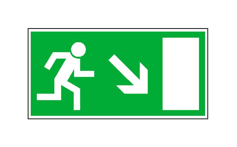 Fluchtwegschild - Rettungsweg rechts abwärts