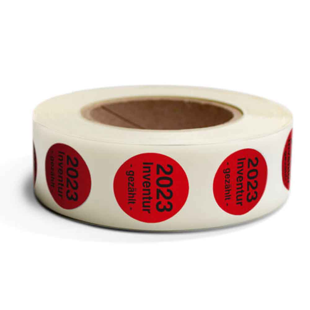 Inventur-Etiketten -Text: Inventur gezählt - mit Jahreszahl - in 4 Farben Inventur-Etiketten -Text: Inventur gezählt - mit Jahreszahl - in 4 Farben