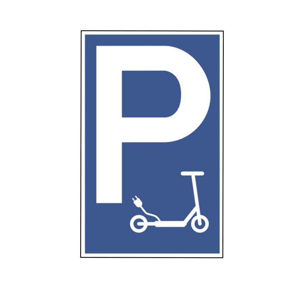 Parkplatzschild - Symbol: P - Symbol: E-Scooter Parkplatzschild - Symbol: P - Symbol: E-Scooter