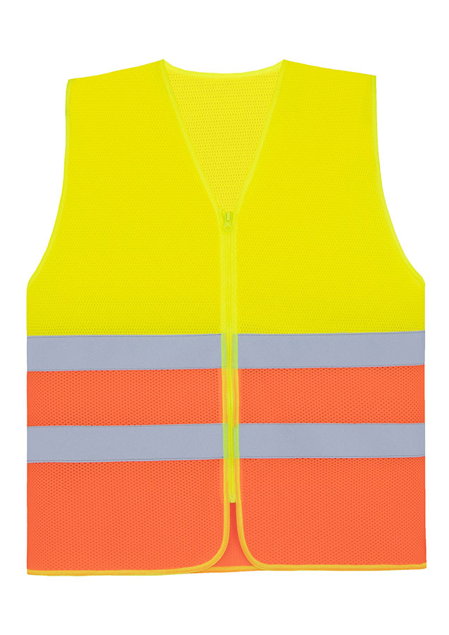 Korntex® Mesh-Warnweste Comfort-Fit „Rhodes“ - Mit Reißverschluss - Signal-Gelb/Signal-Orange - 4XL/5XL
