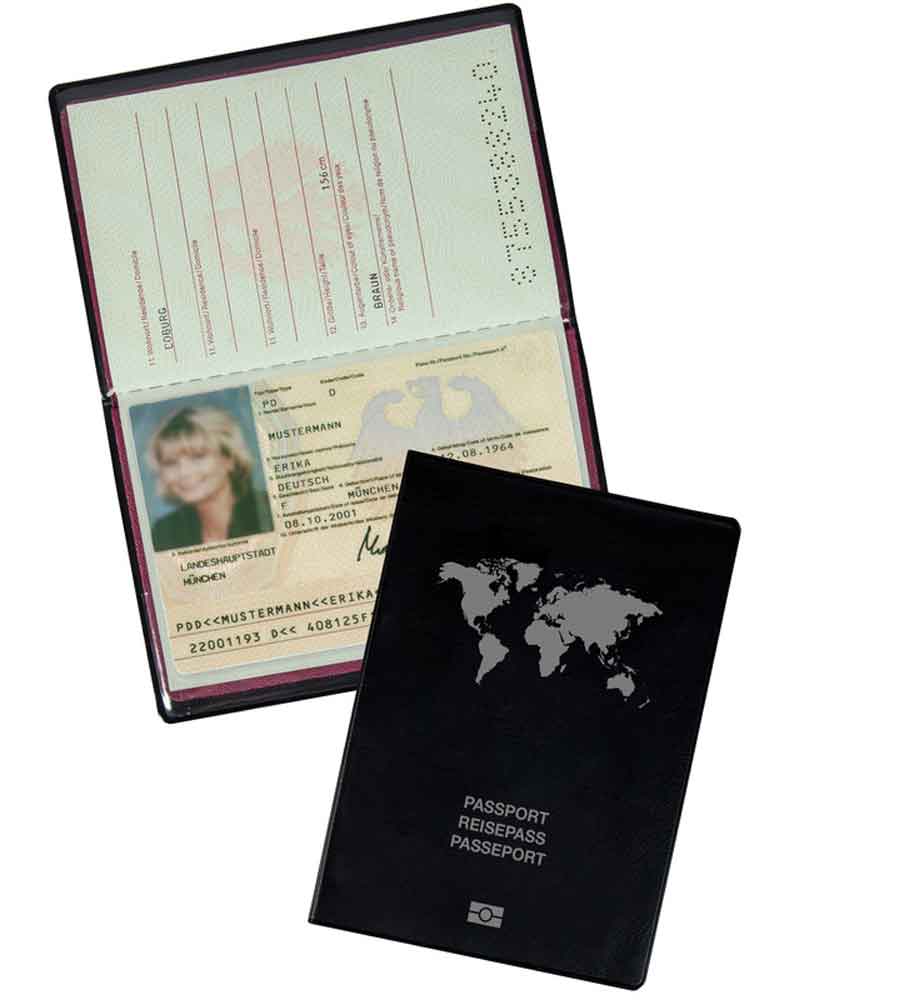 21-50-197-0-00-01-002-reisepasshuelle-859873 Schutzhülle - mit Abschirmfolie - für Reisepässe - in 2 Farben